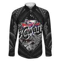 Hawaii November 28th Family Matching Off Shoulder Short Dress and Hawaiian Shirt Kanaka Maoli Tribal Pattern LT05 Dad's Shirt - Long Sleeve Black - Polynesian Pride