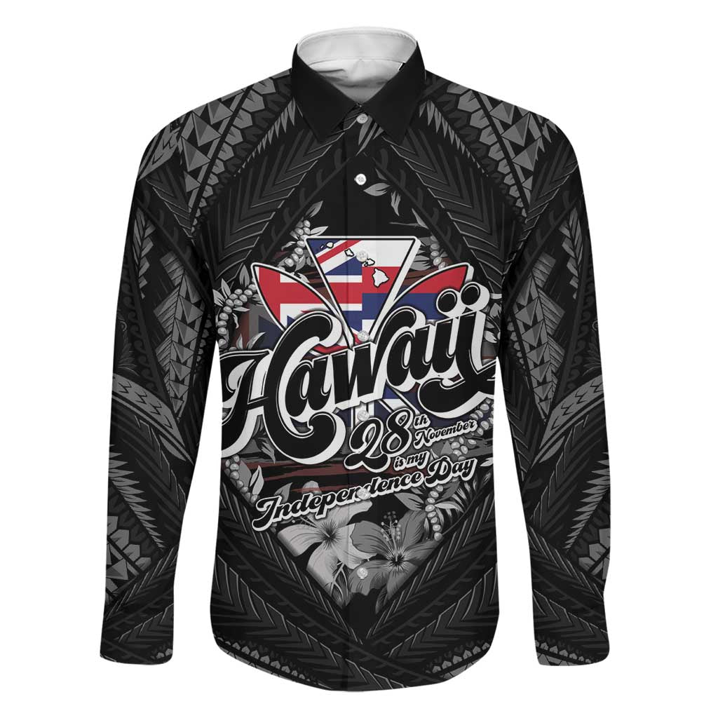 Hawaii November 28th Family Matching Short Sleeve Bodycon Dress and Hawaiian Shirt Kanaka Maoli Tribal Pattern LT05 Dad's Shirt - Long Sleeve Black - Polynesian Pride