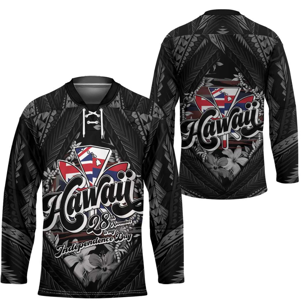 Hawaii November 28th Hockey Jersey Kanaka Maoli Tribal Pattern - Polynesian Pride