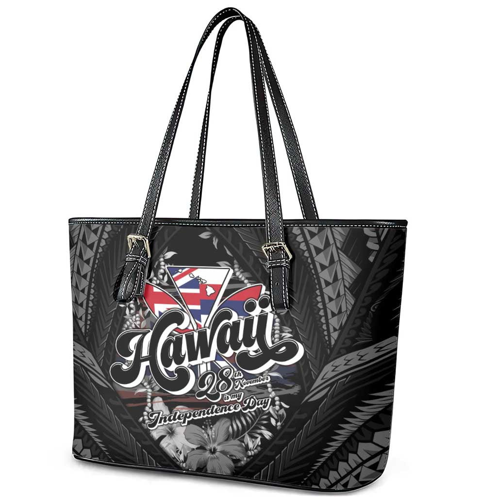 Hawaii November 28th Leather Tote Bag Kanaka Maoli Tribal Pattern LT05 - Polynesian Pride