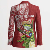 Puerto Rico Coqui Frog Blazer Tropical Flowers Polynesian Style LT05 - Polynesian Pride
