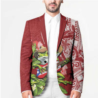 Puerto Rico Coqui Frog Blazer Tropical Flowers Polynesian Style LT05 - Polynesian Pride