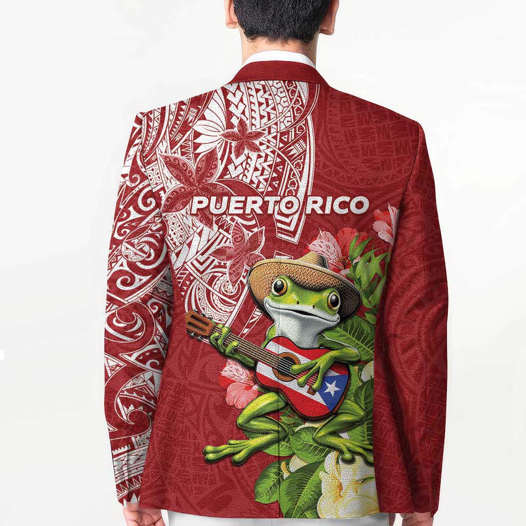 Puerto Rico Coqui Frog Blazer Tropical Flowers Polynesian Style LT05 - Polynesian Pride