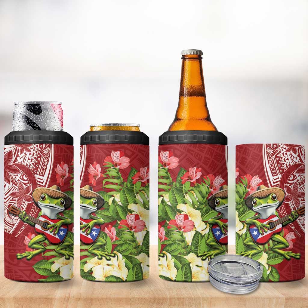 Puerto Rico Coqui Frog 4 in 1 Can Cooler Tumbler Tropical Flowers Polynesian Style LT05 - Polynesian Pride