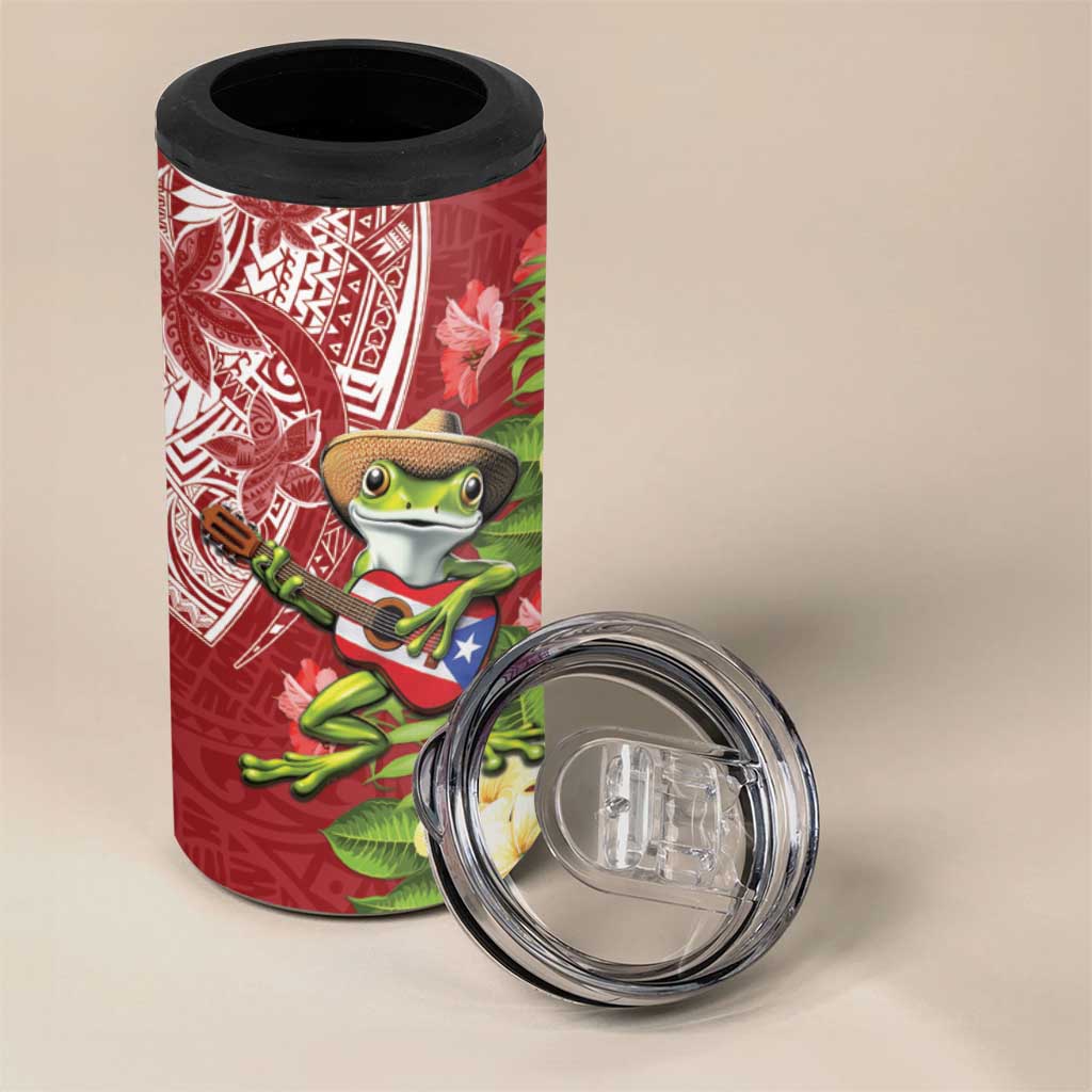 Puerto Rico Coqui Frog 4 in 1 Can Cooler Tumbler Tropical Flowers Polynesian Style LT05 - Polynesian Pride