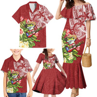Puerto Rico Coqui Frog Family Matching Mermaid Dress and Hawaiian Shirt Tropical Flowers Polynesian Style LT05 - Polynesian Pride