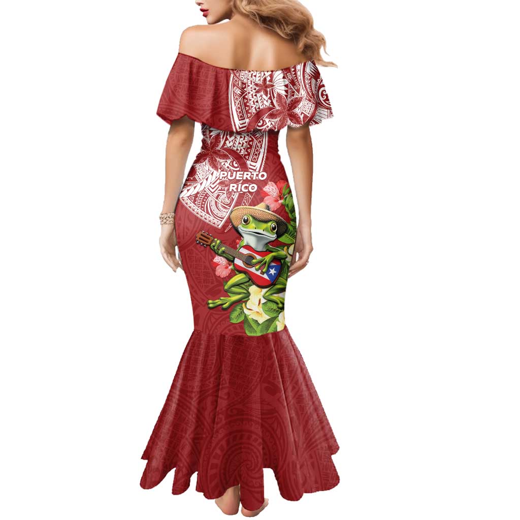 Puerto Rico Coqui Frog Family Matching Mermaid Dress and Hawaiian Shirt Tropical Flowers Polynesian Style LT05 - Polynesian Pride