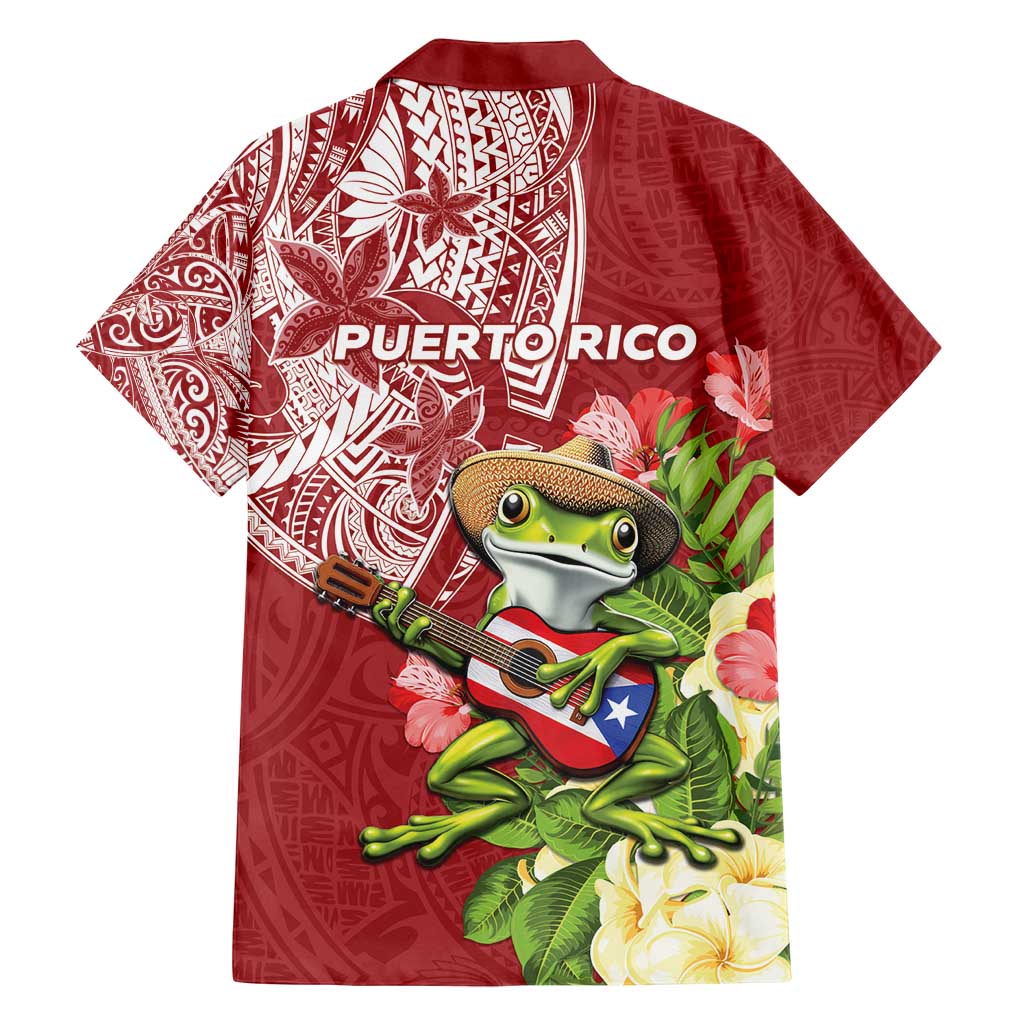 Puerto Rico Coqui Frog Family Matching Off Shoulder Maxi Dress and Hawaiian Shirt Tropical Flowers Polynesian Style LT05 - Polynesian Pride