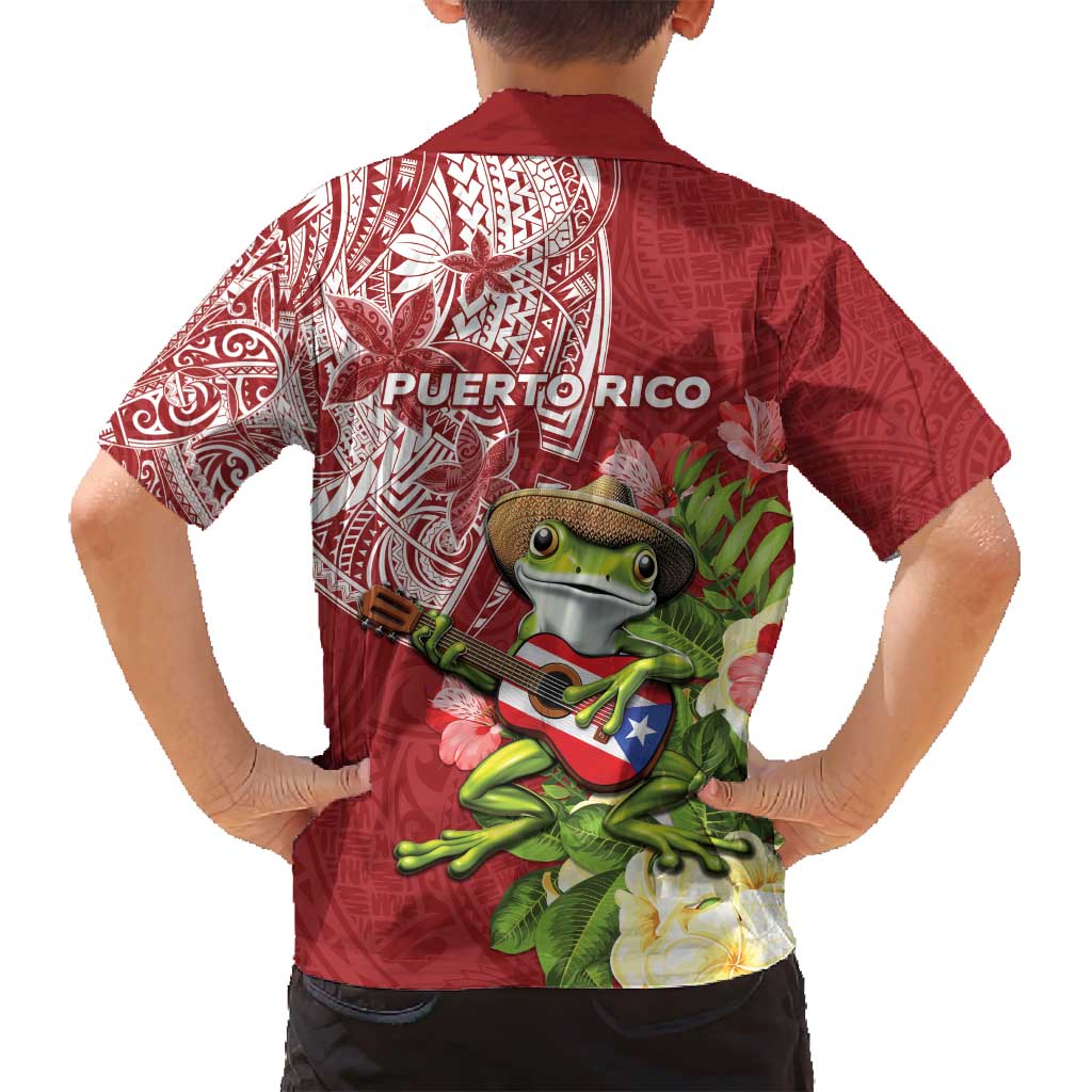 Puerto Rico Coqui Frog Family Matching Summer Maxi Dress and Hawaiian Shirt Tropical Flowers Polynesian Style LT05 - Polynesian Pride