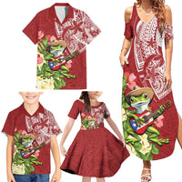 Puerto Rico Coqui Frog Family Matching Summer Maxi Dress and Hawaiian Shirt Tropical Flowers Polynesian Style LT05 - Polynesian Pride