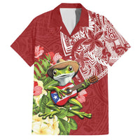 Puerto Rico Coqui Frog Family Matching Tank Maxi Dress and Hawaiian Shirt Tropical Flowers Polynesian Style LT05 Dad's Shirt - Short Sleeve Red - Polynesian Pride