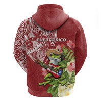 Puerto Rico Coqui Frog Hoodie Tropical Flowers Polynesian Style LT05 - Polynesian Pride