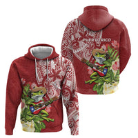 Puerto Rico Coqui Frog Hoodie Tropical Flowers Polynesian Style LT05 - Polynesian Pride