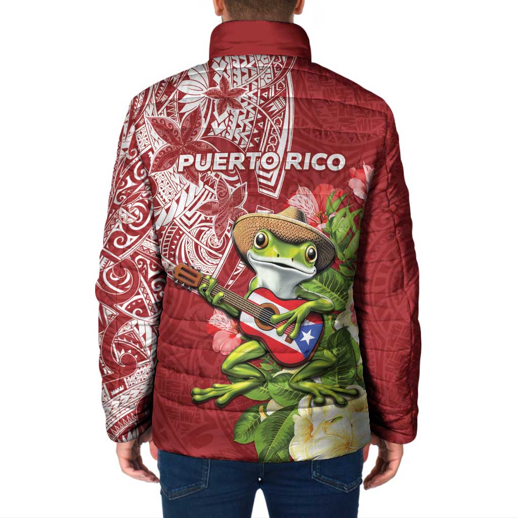 Puerto Rico Coqui Frog Padded Jacket Tropical Flowers Polynesian Style LT05 - Polynesian Pride