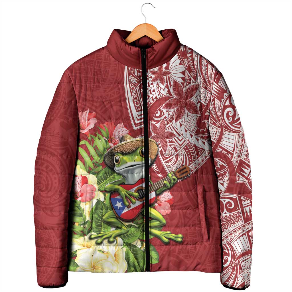Puerto Rico Coqui Frog Padded Jacket Tropical Flowers Polynesian Style LT05 - Polynesian Pride