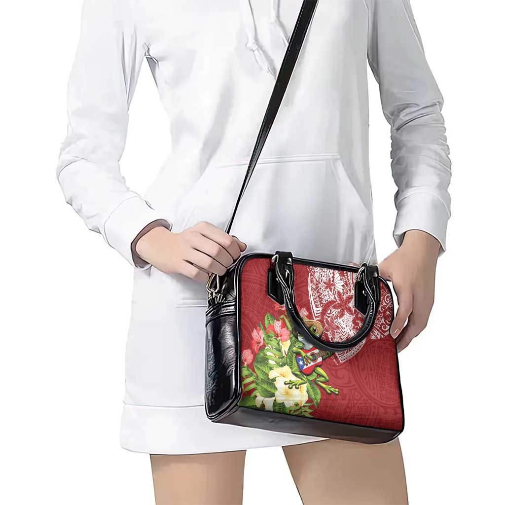 Puerto Rico Coqui Frog Shoulder Handbag Tropical Flowers Polynesian Style - Polynesian Pride