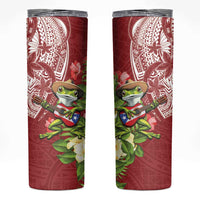 Puerto Rico Coqui Frog Skinny Tumbler Tropical Flowers Polynesian Style LT05 Red - Polynesian Pride