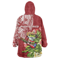 Puerto Rico Coqui Frog Wearable Blanket Hoodie Tropical Flowers Polynesian Style LT05 - Polynesian Pride