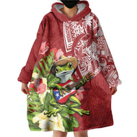 Puerto Rico Coqui Frog Wearable Blanket Hoodie Tropical Flowers Polynesian Style LT05 - Polynesian Pride