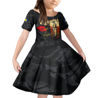 Tokelau ANZAC Day Family Matching Mermaid Dress and Hawaiian Shirt Lest We Forget LT05 Daughter's Dress Black - Polynesian Pride