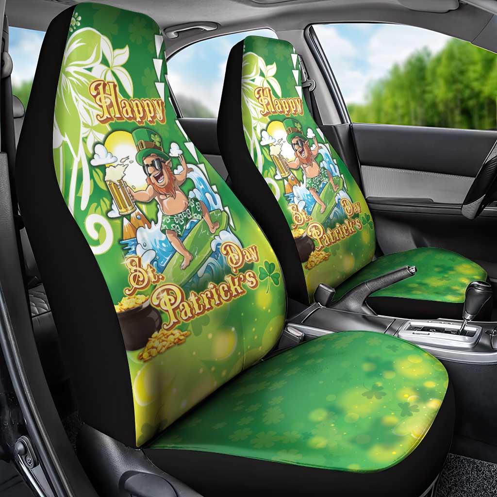 Hawaii Saint Patrick's Day Car Seat Cover Funny Surfing Leprechaun LT05 - Polynesian Pride