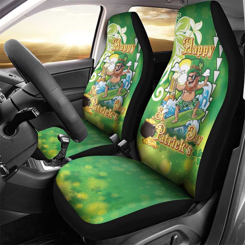 Hawaii Saint Patrick's Day Car Seat Cover Funny Surfing Leprechaun LT05 - Polynesian Pride