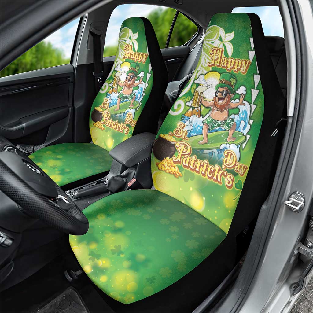 Hawaii Saint Patrick's Day Car Seat Cover Funny Surfing Leprechaun LT05 - Polynesian Pride