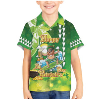 Hawaii Saint Patrick's Day Family Matching Mermaid Dress and Hawaiian Shirt Funny Surfing Leprechaun LT05 Son's Shirt Green - Polynesian Pride