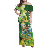 Hawaii Saint Patrick's Day Family Matching Off Shoulder Maxi Dress and Hawaiian Shirt Funny Surfing Leprechaun LT05 Mom's Dress Green - Polynesian Pride