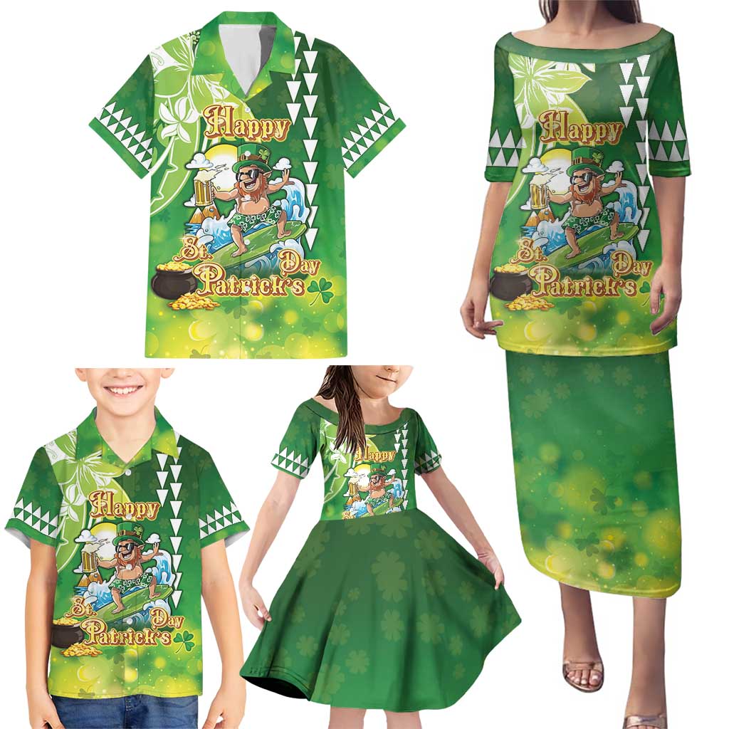 Hawaii Saint Patrick's Day Family Matching Puletasi and Hawaiian Shirt Funny Surfing Leprechaun LT05 - Polynesian Pride
