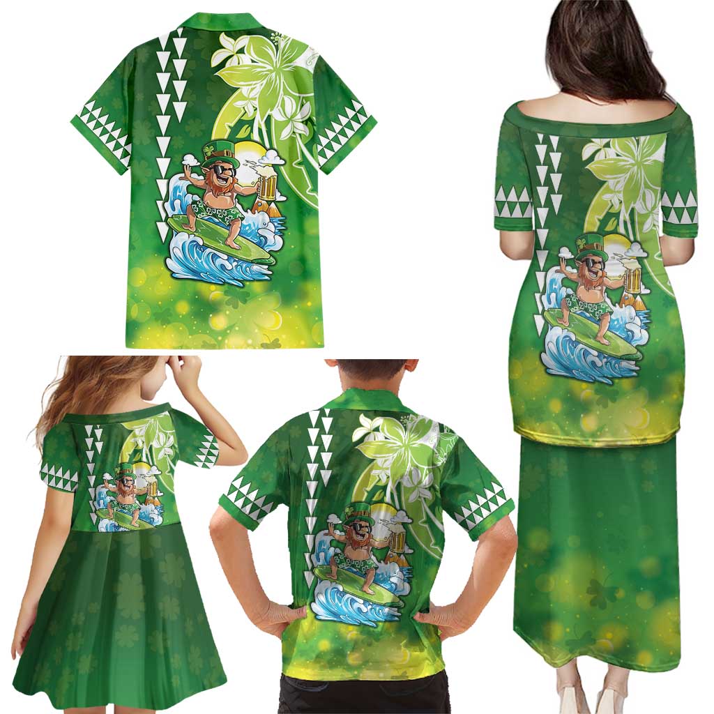Hawaii Saint Patrick's Day Family Matching Puletasi and Hawaiian Shirt Funny Surfing Leprechaun LT05 - Polynesian Pride