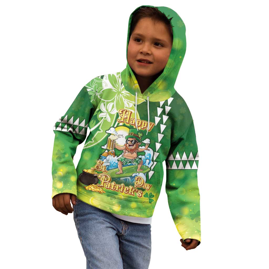 Hawaii Saint Patrick's Day Kid Hoodie Funny Surfing Leprechaun LT05 - Polynesian Pride