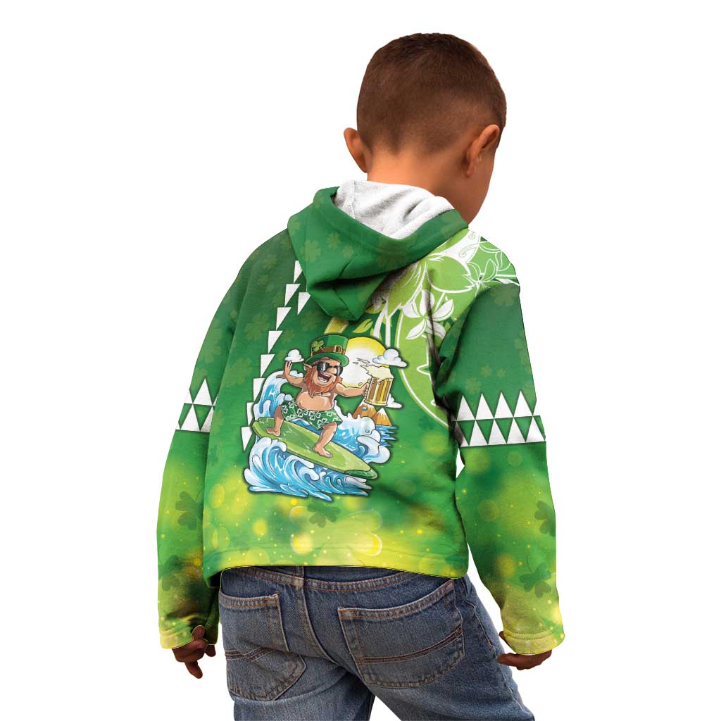 Hawaii Saint Patrick's Day Kid Hoodie Funny Surfing Leprechaun LT05 - Polynesian Pride