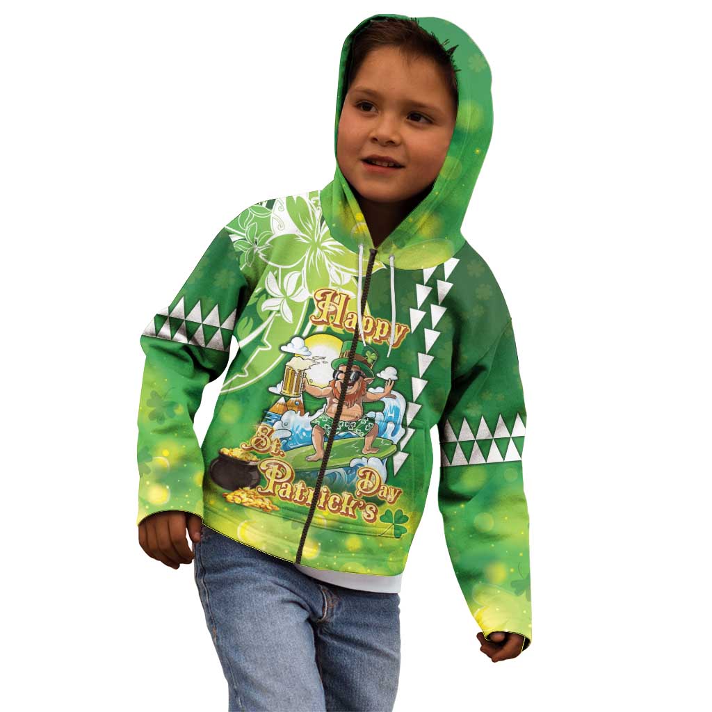 Hawaii Saint Patrick's Day Kid Hoodie Funny Surfing Leprechaun LT05 - Polynesian Pride