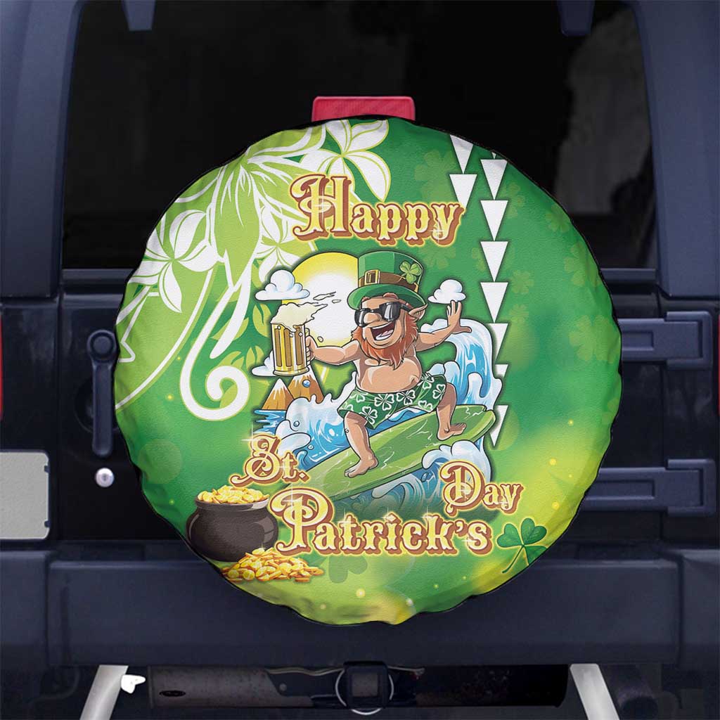 Hawaii Saint Patrick's Day Spare Tire Cover Funny Surfing Leprechaun