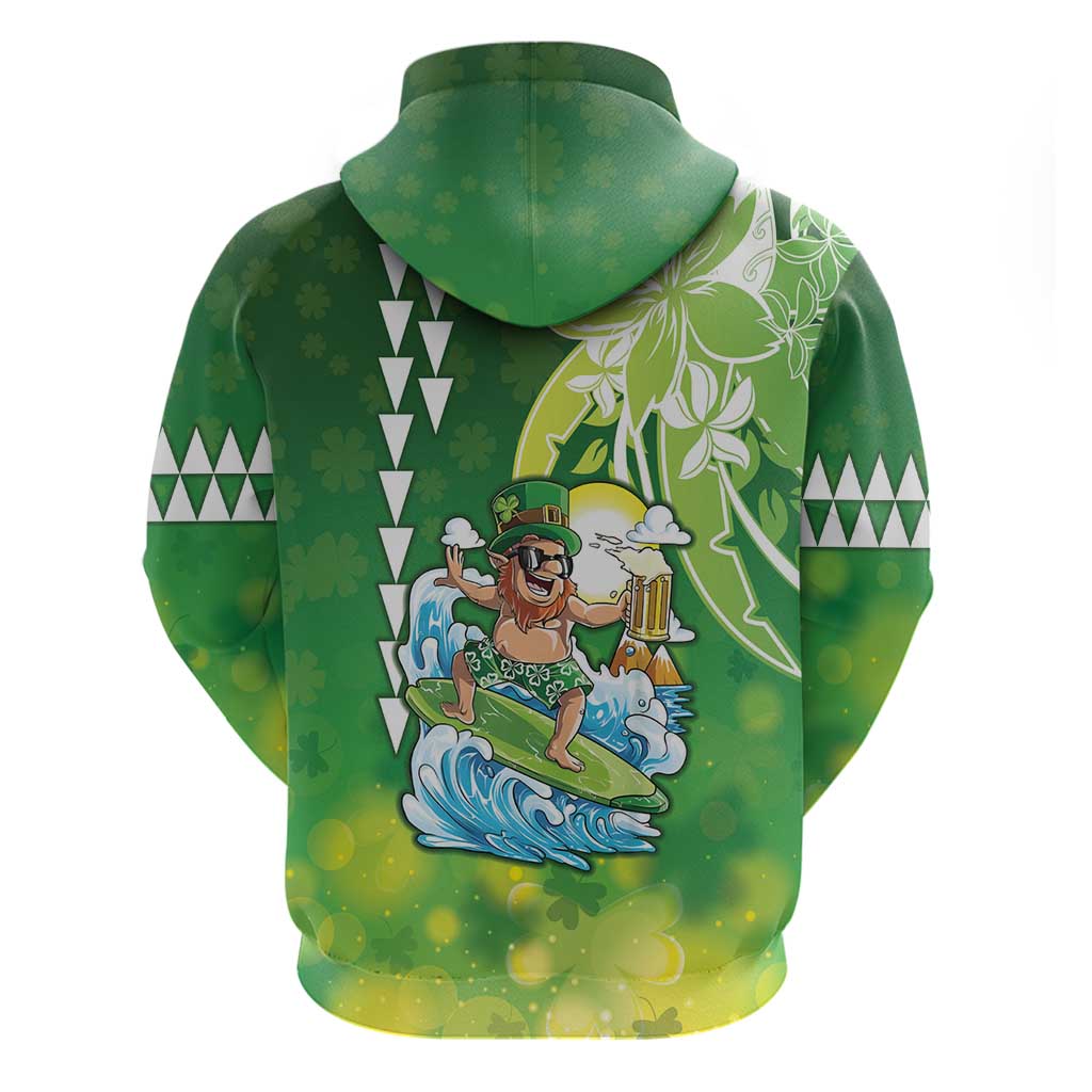 Hawaii Saint Patrick's Day Zip Hoodie Funny Surfing Leprechaun LT05 - Polynesian Pride