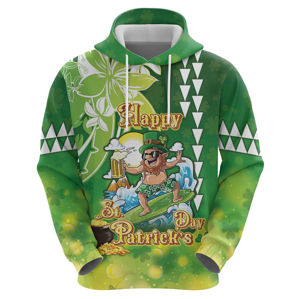 Hawaii Saint Patrick's Day Zip Hoodie Funny Surfing Leprechaun LT05 - Polynesian Pride