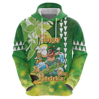 Hawaii Saint Patrick's Day Zip Hoodie Funny Surfing Leprechaun LT05 - Polynesian Pride