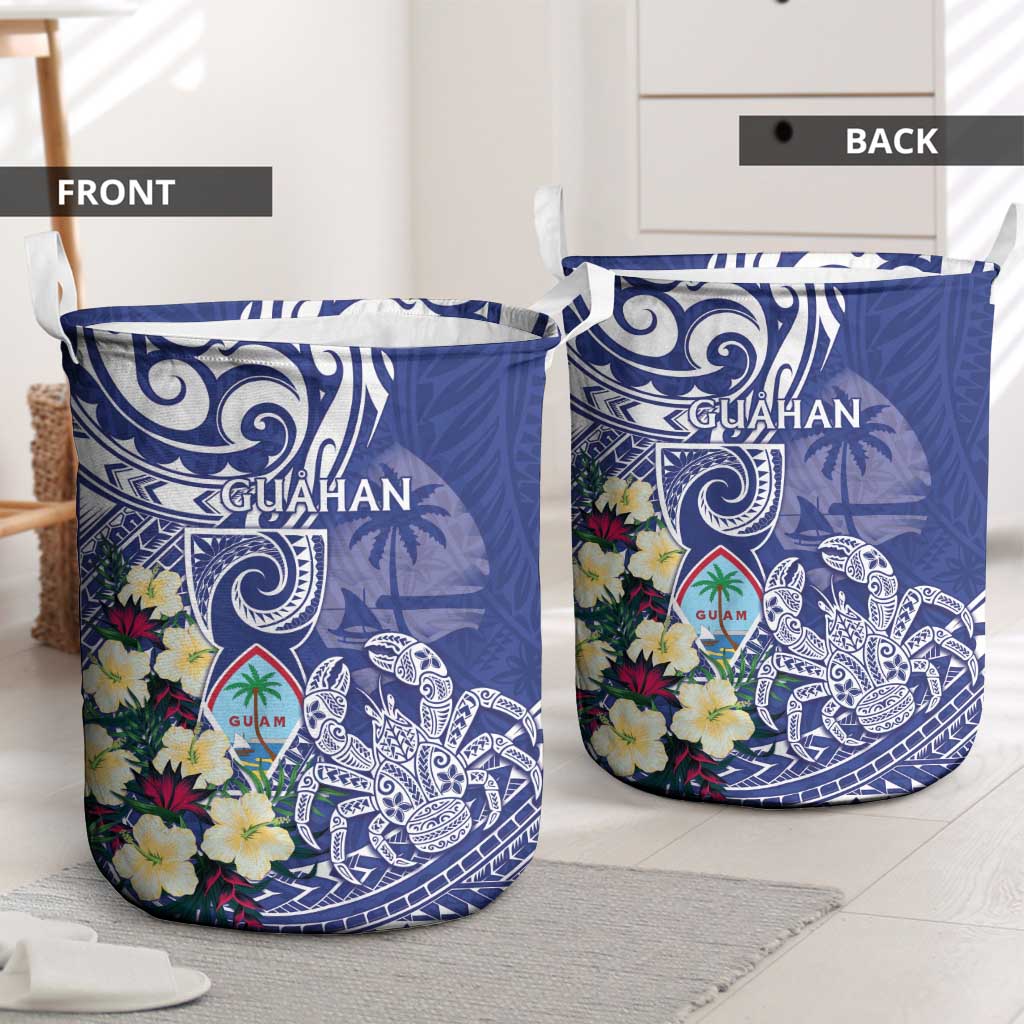 Hafa Adai Guam Laundry Basket Latte Stone With Coconut Crab