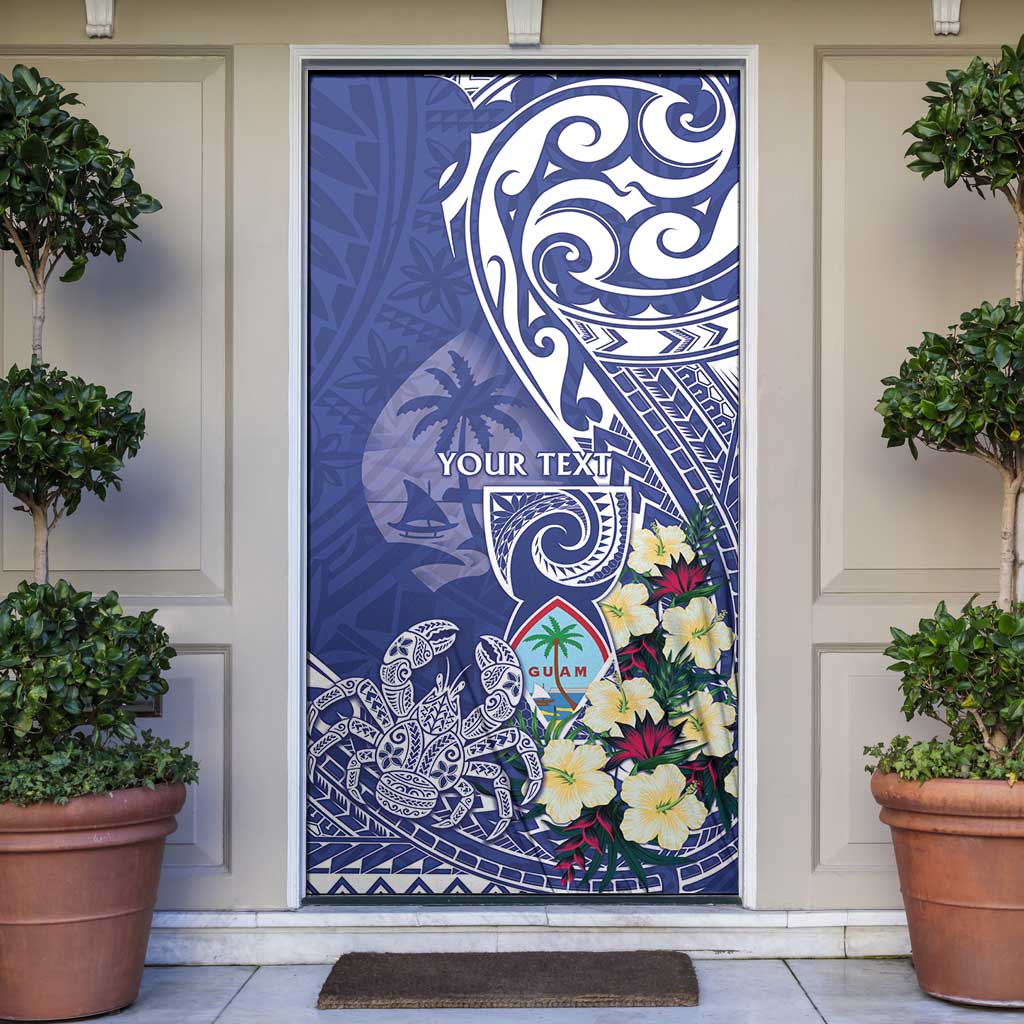 Personalised Hafa Adai Guam Door Cover Latte Stone With Coconut Crab LT05 Blue - Polynesian Pride