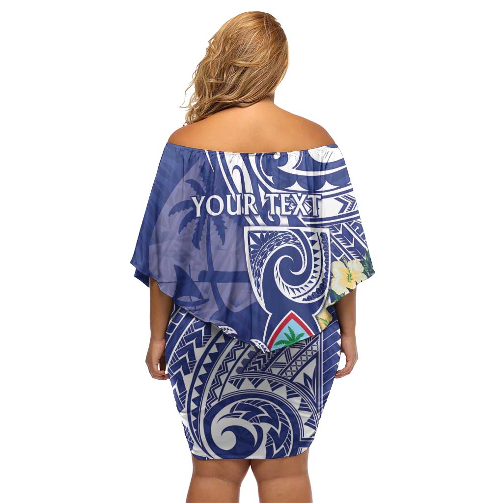 Personalised Hafa Adai Guam Family Matching Off Shoulder Short Dress and Hawaiian Shirt Latte Stone With Coconut Crab LT05 - Polynesian Pride
