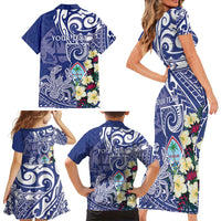 Personalised Hafa Adai Guam Family Matching Short Sleeve Bodycon Dress and Hawaiian Shirt Latte Stone With Coconut Crab LT05 - Polynesian Pride