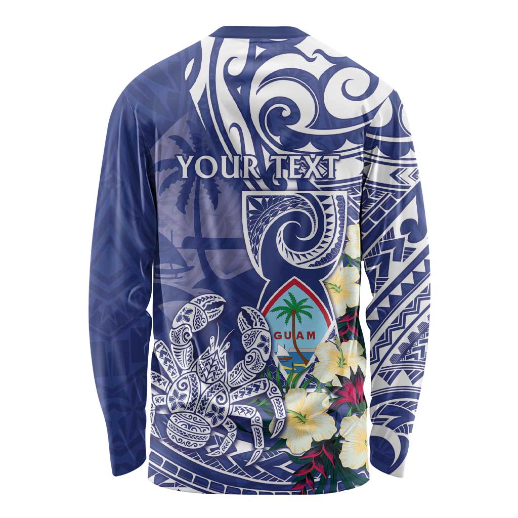 Personalised Hafa Adai Guam Long Sleeve Shirt Latte Stone With Coconut Crab