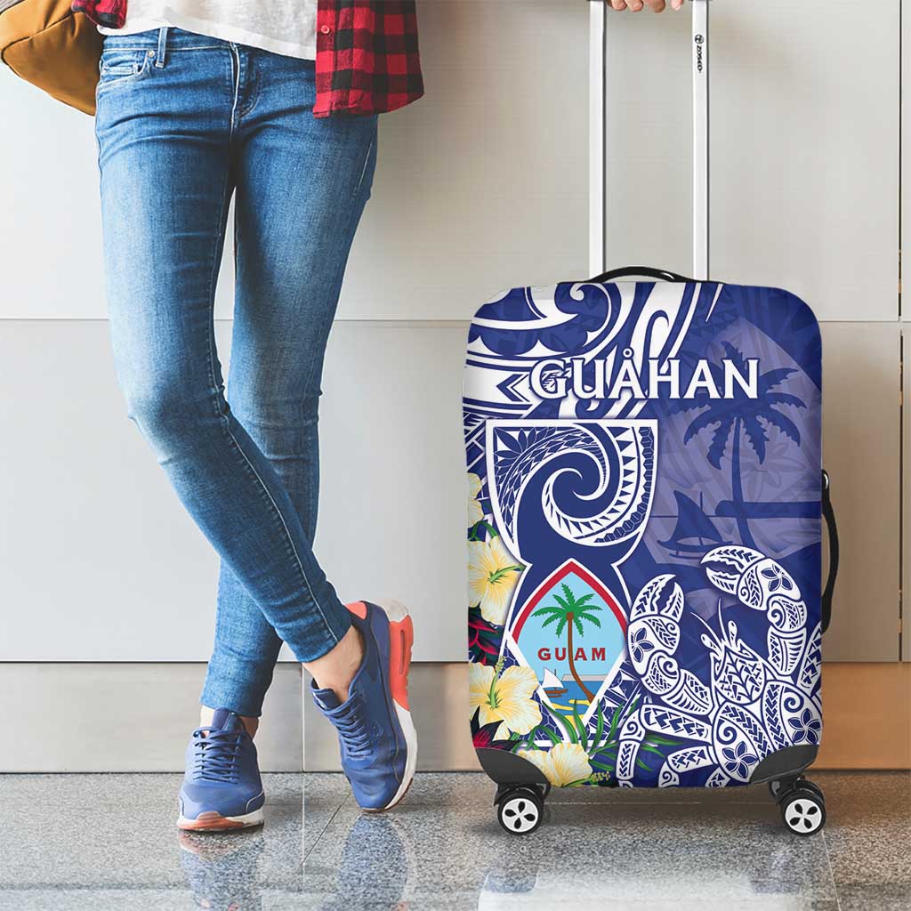 Hafa Adai Guam Luggage Cover Latte Stone With Coconut Crab