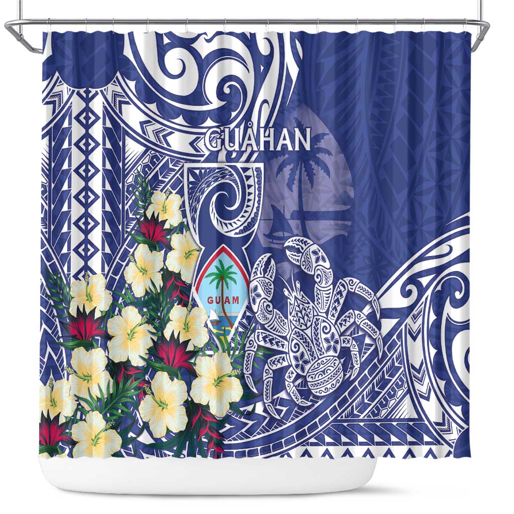 Hafa Adai Guam Shower Curtain Latte Stone With Coconut Crab