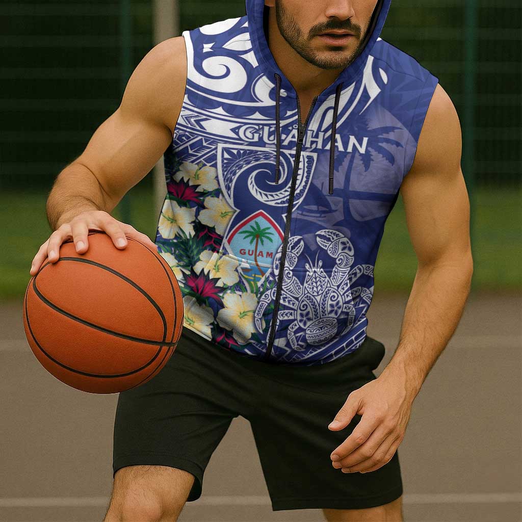 Personalised Hafa Adai Guam Sleeveless Zip Hoodie Latte Stone With Coconut Crab