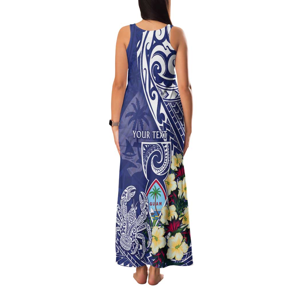 Personalised Hafa Adai Guam Tank Maxi Dress Latte Stone With Coconut Crab