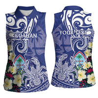 Personalised Hafa Adai Guam Women Sleeveless Polo Shirt Latte Stone With Coconut Crab