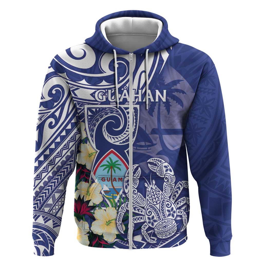Personalised Hafa Adai Guam Zip Hoodie Latte Stone With Coconut Crab