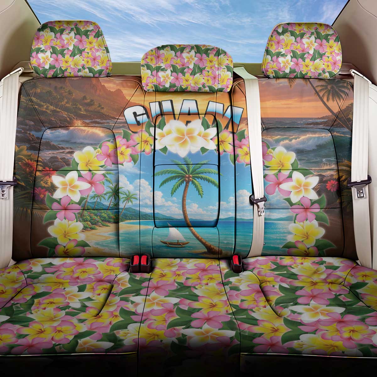 Guam Back Car Seat Cover Eternal Summer Sunset Beach